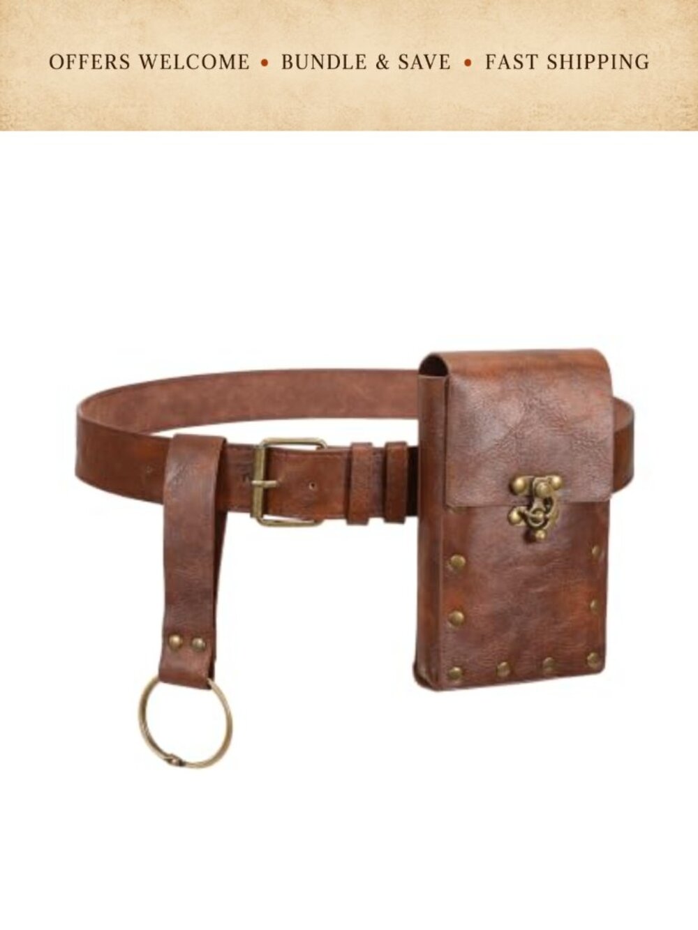 PU Leather Renaissance Waist Pouch Medieval Belt Bag Costume Accessory